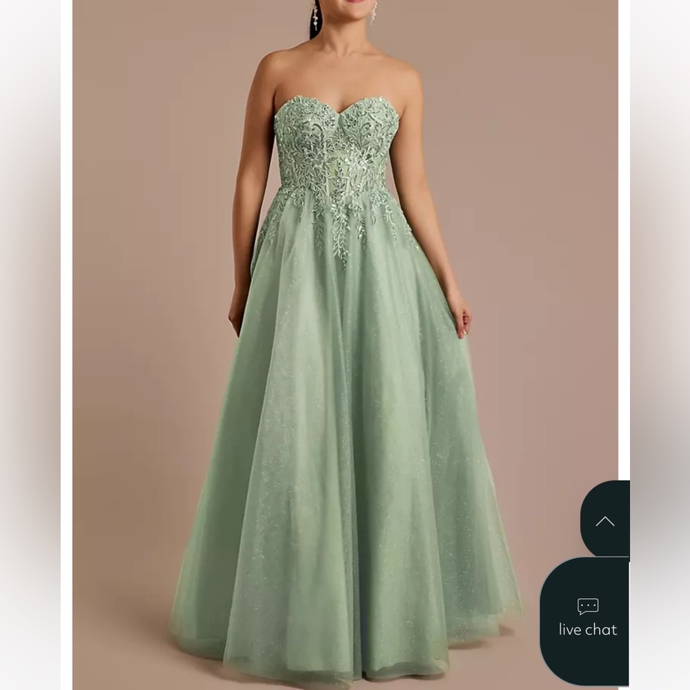 NWT size 2 JULES AND CLEO Glitter Tulle Ball Gown with Bodice Appliques